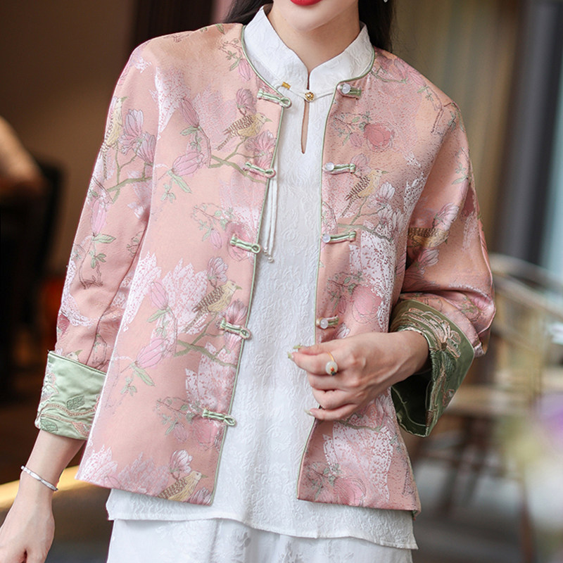 CHINESE STYLE TANG COSTUME WOMENS IMPROVED TIDE AUTUMN STYLE CHINESE RETRO BUCKLE HANFU WOMENS TOP EMBROIDERED NATIONAL TIDE COAT