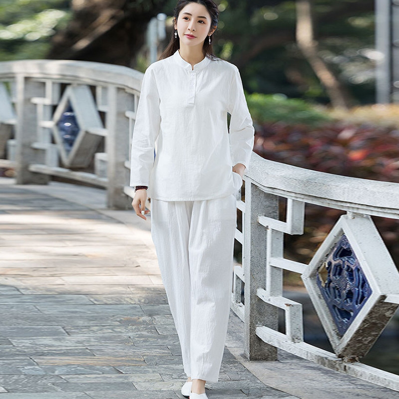 PLAIN CLOTHES ZEN CLOTHES IMPROVED LAY CLOTHES TAI CHI CLOTHES BUDDHIST ZEN WOMENS CLOTHES COTTON AND LINEN TANG CLOTHES CHINESE STYLE TEA CLOTHES WOMENS SUITS