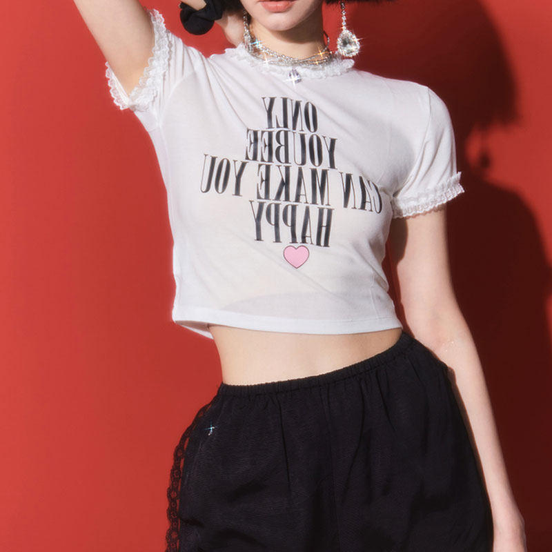 短袖气质辣妹薄款字母印花女