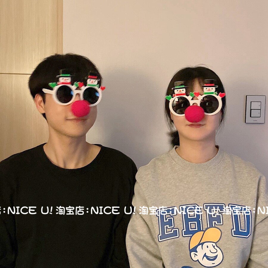 NICE U!圣诞节新年雪人手套眼镜圣诞树节日装饰眼镜派对气氛拍照