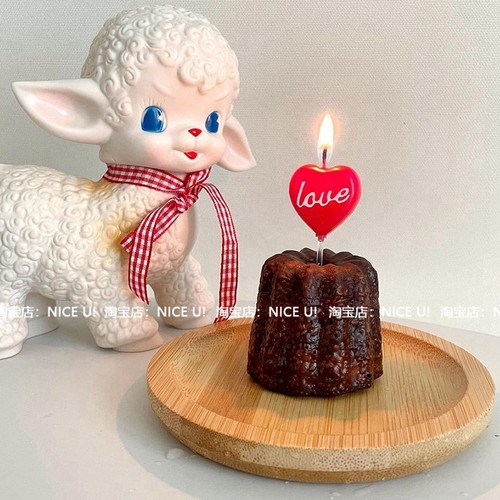NICE U!韩国ins红色爱心蜡烛love印花蜡烛520情人节表白蛋糕装饰