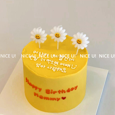 韩国小雏菊花朵生日蛋糕派对蜡烛