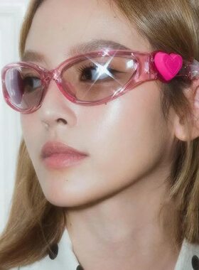 Jennie联名果冻糖果粉色骑行镜女墨镜y2k千禧风韩ins时尚百搭眼镜