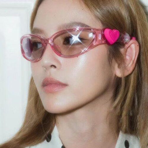 Jennie联名果冻糖果粉色骑行镜女墨镜y2k千禧风韩ins时尚百搭眼镜