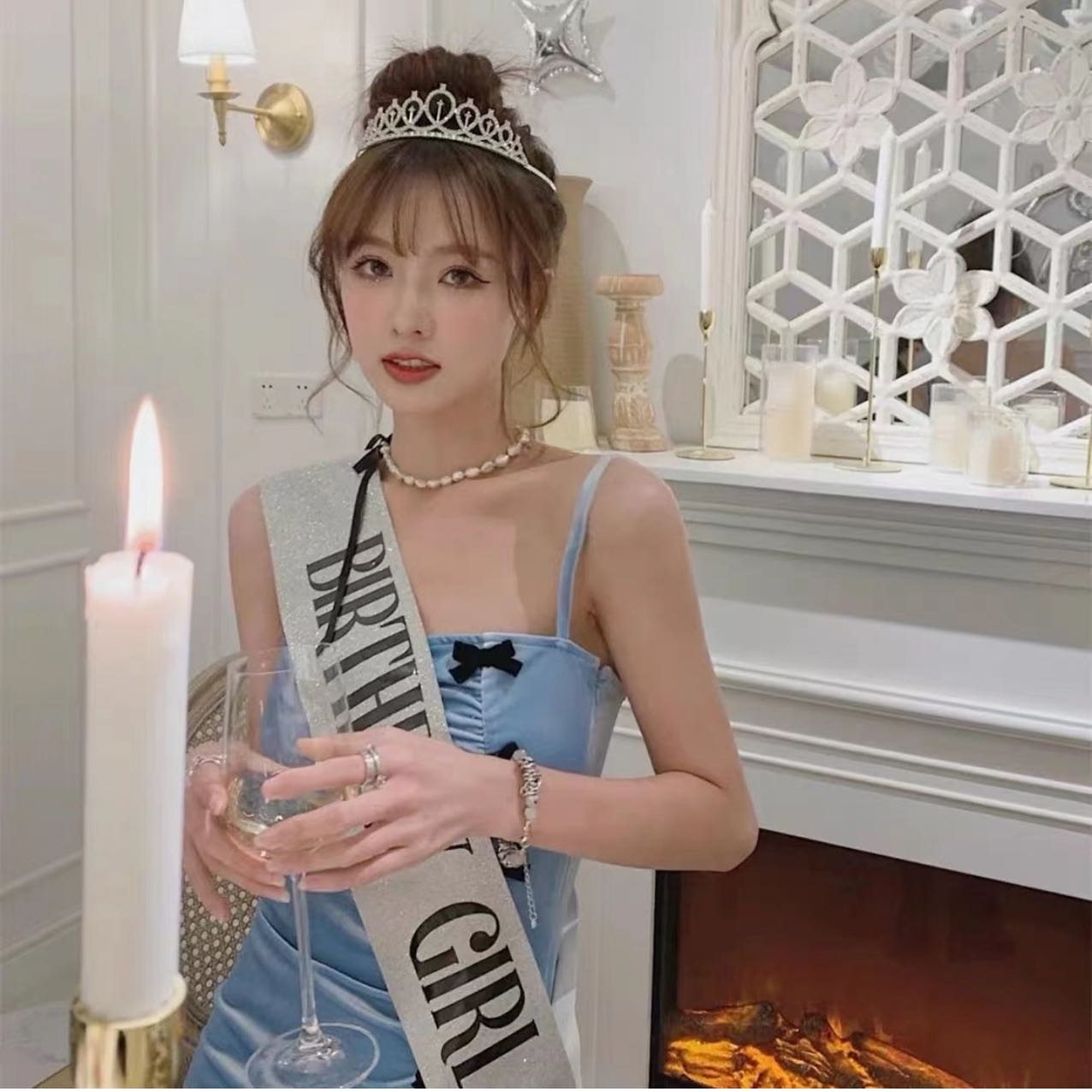 女神生日派对happy肩带拍照发箍