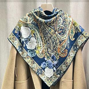 【90丝绒方巾-无虑腰花】85cm丝巾