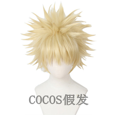 万用Cos动漫假发 淡金色反翘蓬松短发玫瑰网