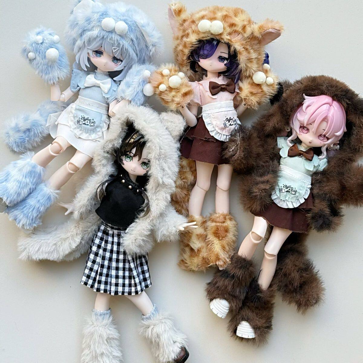 新冬季可爱毛绒娃衣8分12分ob11女仆11-17厘米甜阿巳体bjd衣服裙