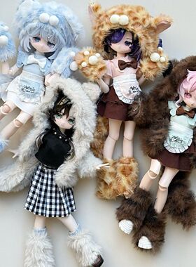 新冬季可爱毛绒娃衣8分12分ob11女仆11-17厘米甜阿巳体bjd衣服裙