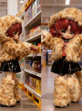 8分12分ob11娃衣11-17厘米潘妮邦倪兔阿巳体bjd娃娃衣服豹纹毛绒