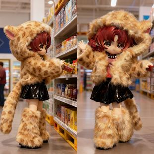 8分12分ob11娃衣11-17厘米潘妮邦倪兔阿巳体bjd娃娃衣服豹纹毛绒