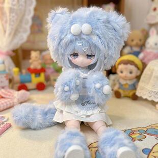 冬季毛绒娃衣8分12分ob11女仆11-17厘米甜一二三代阿巳体bjd衣服