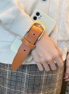 Air适用iPhone17手机壳16苹果14 15 Plus李晟戚薇同款13 12 ProMax手腕带11白色皮带扣XS全包皮质XR防摔套87P