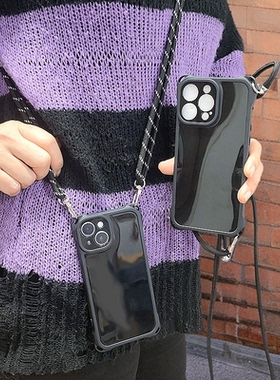 Redmi适用14小米15手机壳K70红米K60四角开孔note13黑色11T斜挎背带挂绳POCO F5pro K50至尊k40S可调节Note12