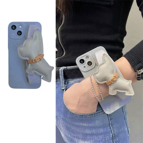 卡通斗牛犬手腕带女款苹果手机壳