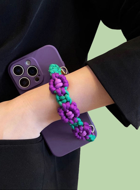 Redmi适用小米15手机壳turbo4编织腕带Civi3麻花K50K60K70K80至尊版Ultra红米Note14 12 13R紫色14C斜挎背10A