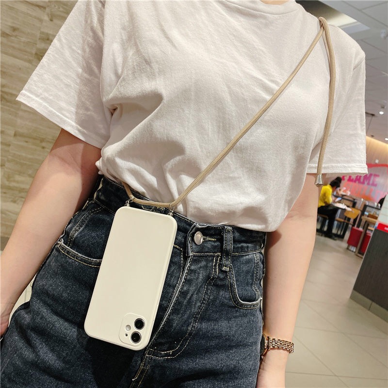 适用iPhone16手机壳15苹果14 Plus背带斜挎13 Pro Max挂绳16e 12全包11 Promax纯色XS可调节XR女款se8 7P套6S