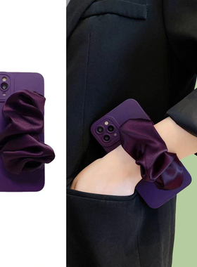 S25适用三星S24手机壳A16A15A14A13弹力丝巾腕带A26紫色A23A22A51斜跨A06s背带挂绳A32A71M53F54A05s套Note20