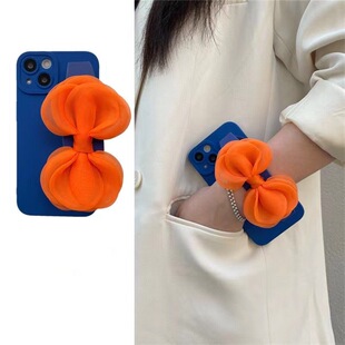 Note12Turbo4适用小米15手机壳14C蝴蝶结腕带K80K50K60K70至尊版13C红米Note14Pro撞色Note13R全包14R蓝橙K40