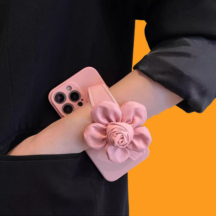 OPPO适用A6A5A1A2A3Pro手机壳Reno15 14 13 12 11 10K9赵露思同款FindX9X8X7X6X5X3粉色花朵腕带A96A72A32A58