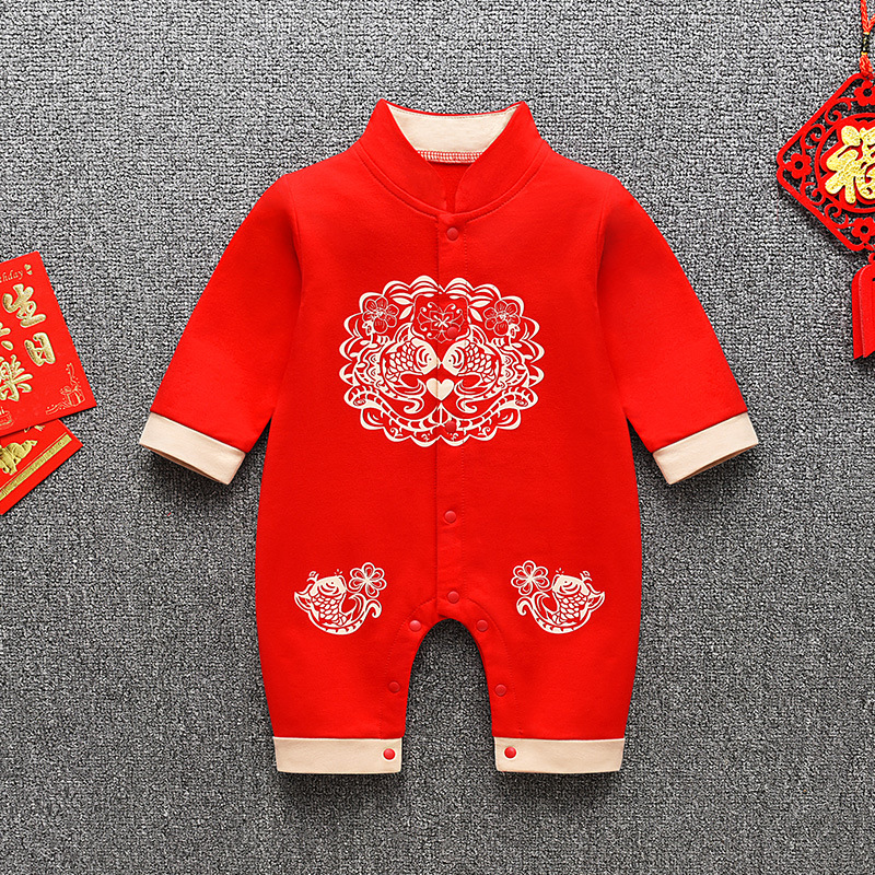 男宝春秋百日婴儿满月连体衣服宝宝秋装百天宴秋季百岁礼服一周岁