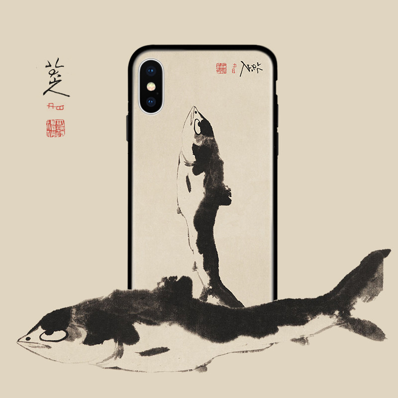 翻白眼的鱼手机壳八大山人适用于iphonex13promax艺术华为p30国潮
