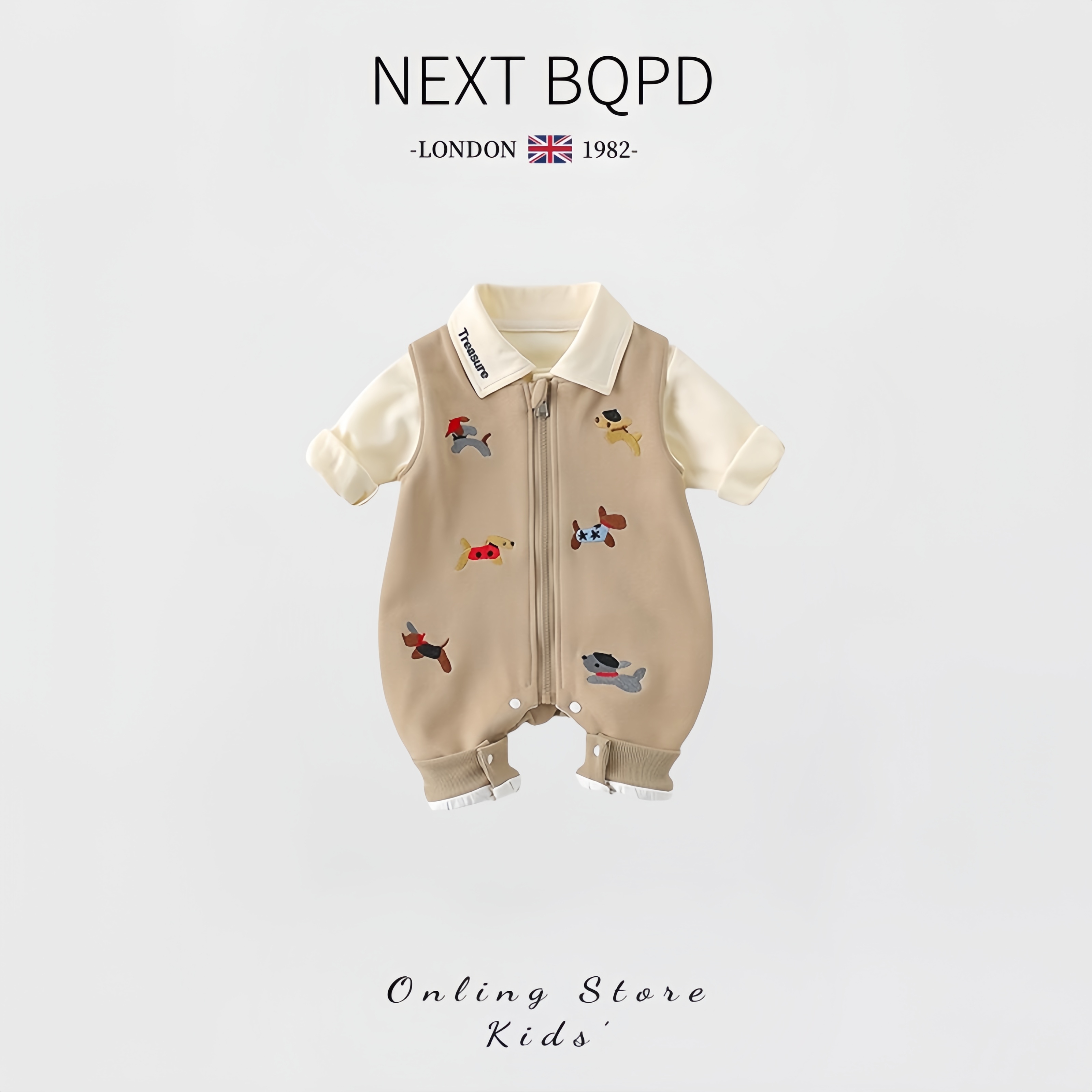 英国NEXTBQPD婴儿秋季连体衣男宝宝衣服背带裤两件套外出周岁爬服