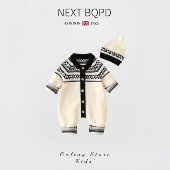 英国NEXTBQPD婴儿秋冬季 针织毛衣连体哈衣满月男宝宝外出爬服周岁