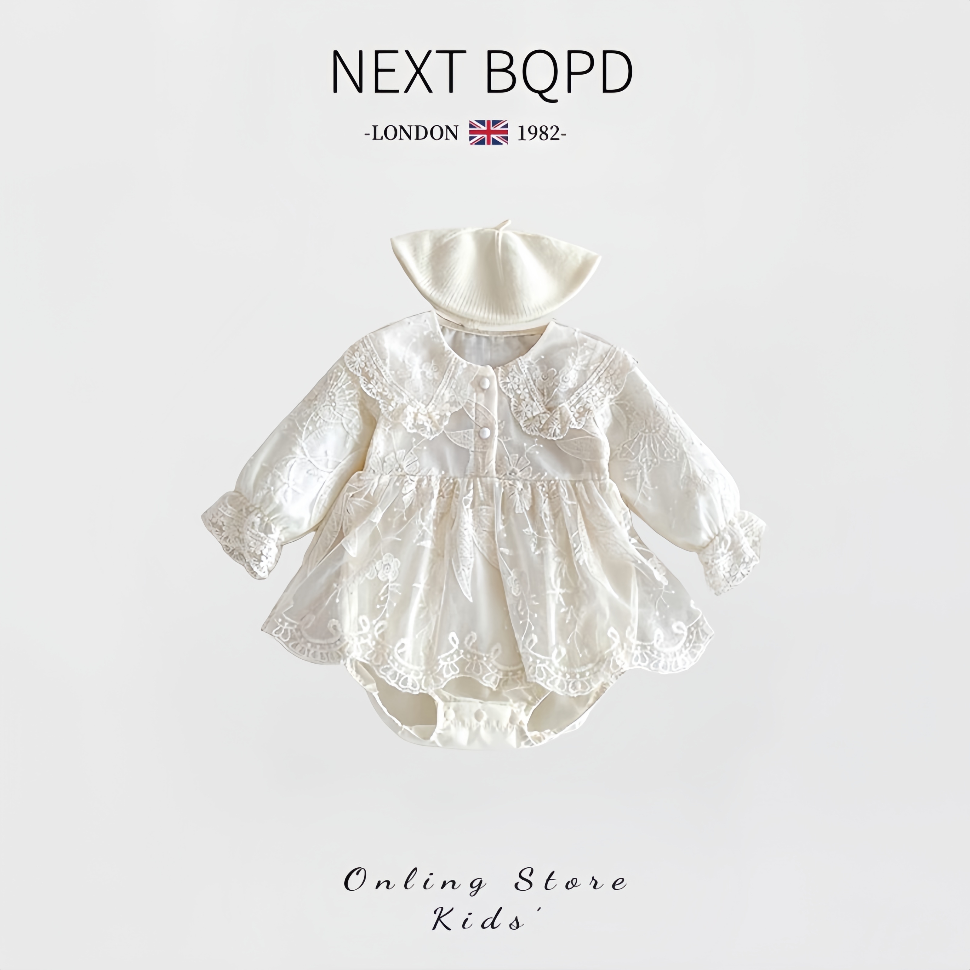 英国NEXT婴儿衣服春秋季包屁裙女宝宝百天连衣裙白色周岁公主礼服