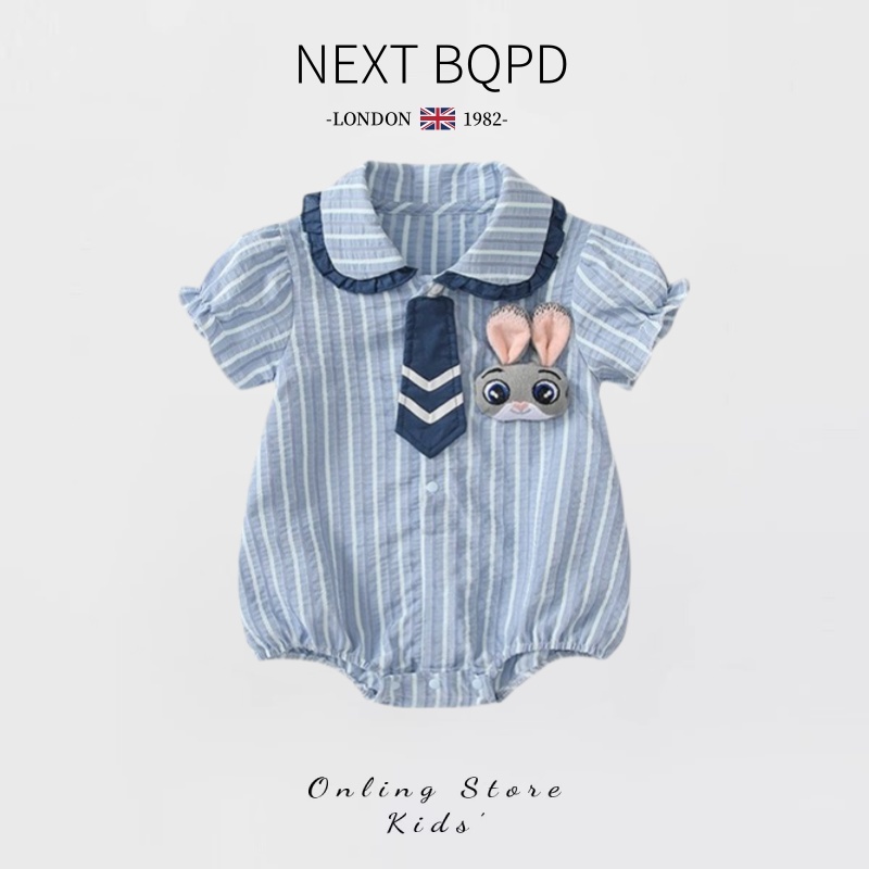 NEXT BQPD婴儿夏季薄款连体衣女宝宝兔子警官包屁衣百天外出服