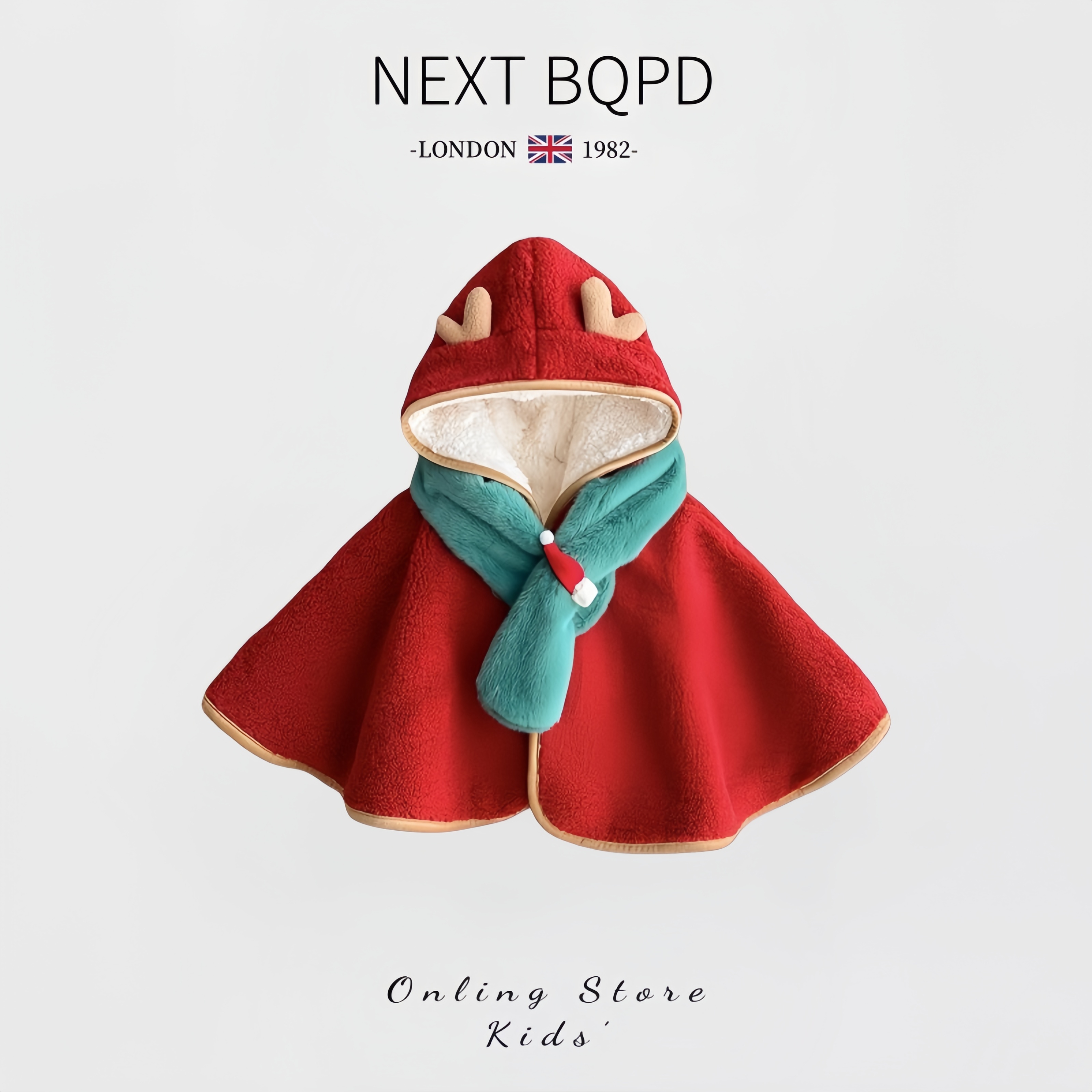 英国NEXTBQPD婴儿披风斗篷冬季加绒加厚圣诞宝宝外出防风披肩外套