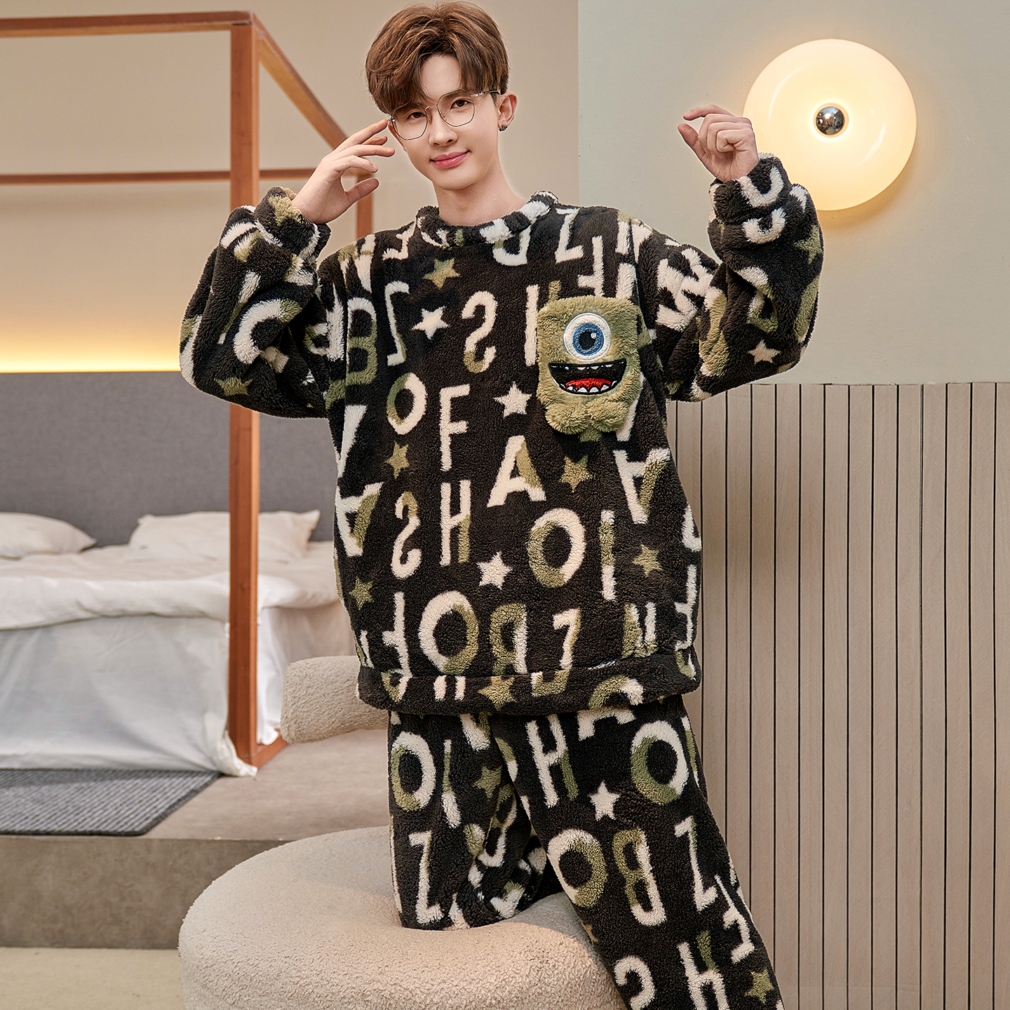 2025新款睡衣男款珊瑚绒秋冬季加厚加绒冬天保暖男生家居服套装冬