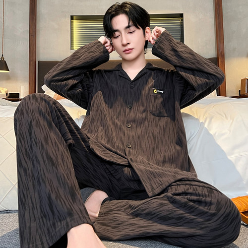德绒睡衣男秋冬季长袖长裤春秋加厚保暖青少年男生大码家居服套装