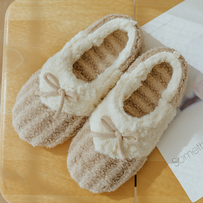 棉拖鞋女秋冬季加绒保暖包跟软底