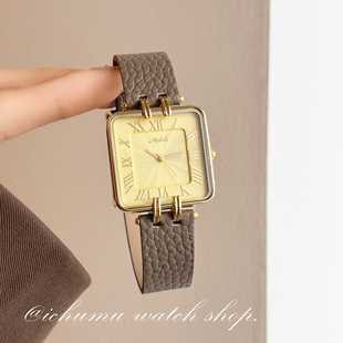 初目iChumu手表女轻奢女士高级感小方表大表盘皮带表女款2026新款