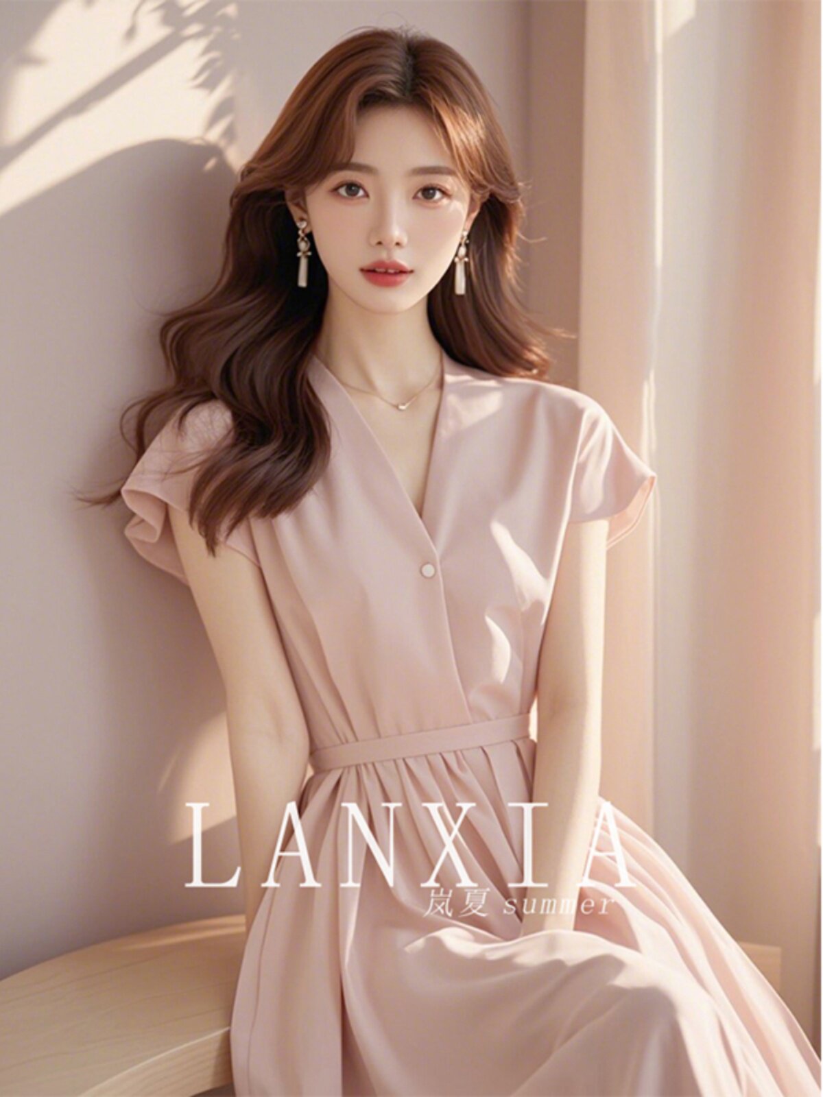 2024新款轻奢高级感显瘦长裙法式气质粉色收腰a字连衣裙子女夏季