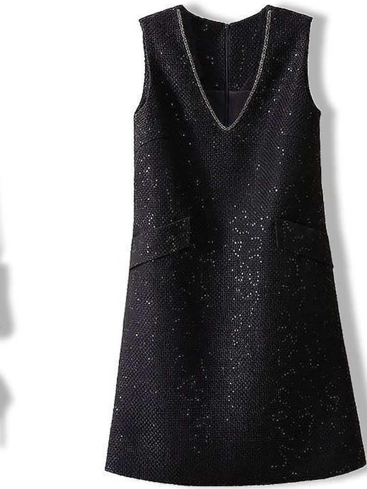 高端赫本风亮片黑色背心连衣裙春秋女新款修身显瘦裙子百搭马甲裙