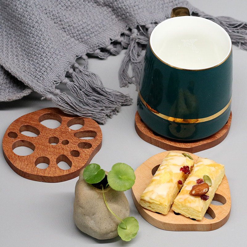 莲藕餐垫家用日式方形隔热垫子餐桌垫创意原木质餐厅防烫锅垫