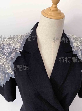 重工蕾丝水钻珍珠礼服肩花胸针