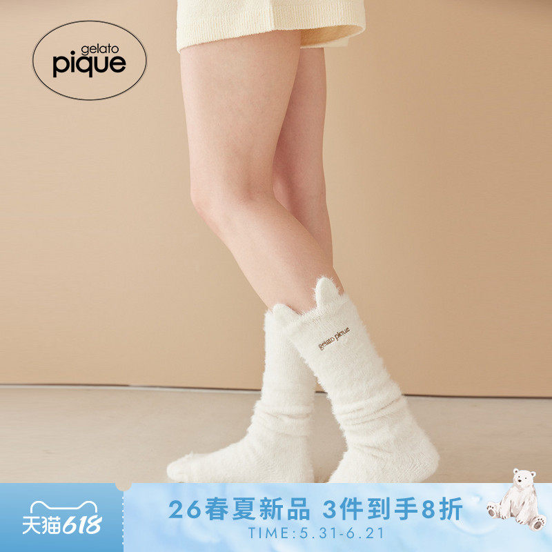 gelato pique26春夏新品女袜子半边绒猫耳地板袜居家PWGS261541
