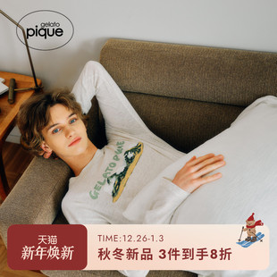 睡衣恐龙印花长袖 男女同款 T恤PMCT254967 pique25秋冬新品 gelato