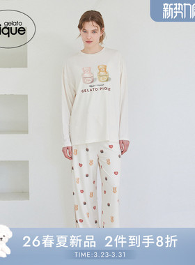 gelato pique26春夏新品女睡衣情人节小熊冰淇淋T恤PWCT261319