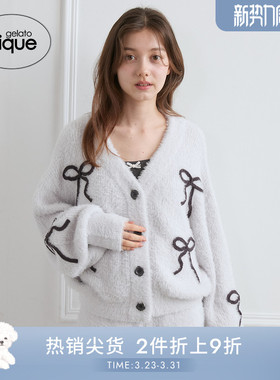 gelato pique25秋冬新品女睡衣万圣节蝴蝶结V领开衫PWNT254026