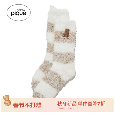 gelato pique25秋冬新品男袜子刺绣小熊条纹毛绒地板袜PMGS255527