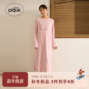 连衣裙家居服PWCO254291 女睡裙字母长袖 gelato pique25秋冬新品