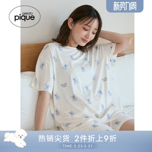T恤柔软睡衣PWCT254249 女考拉满印短袖 gelato pique25秋冬新品