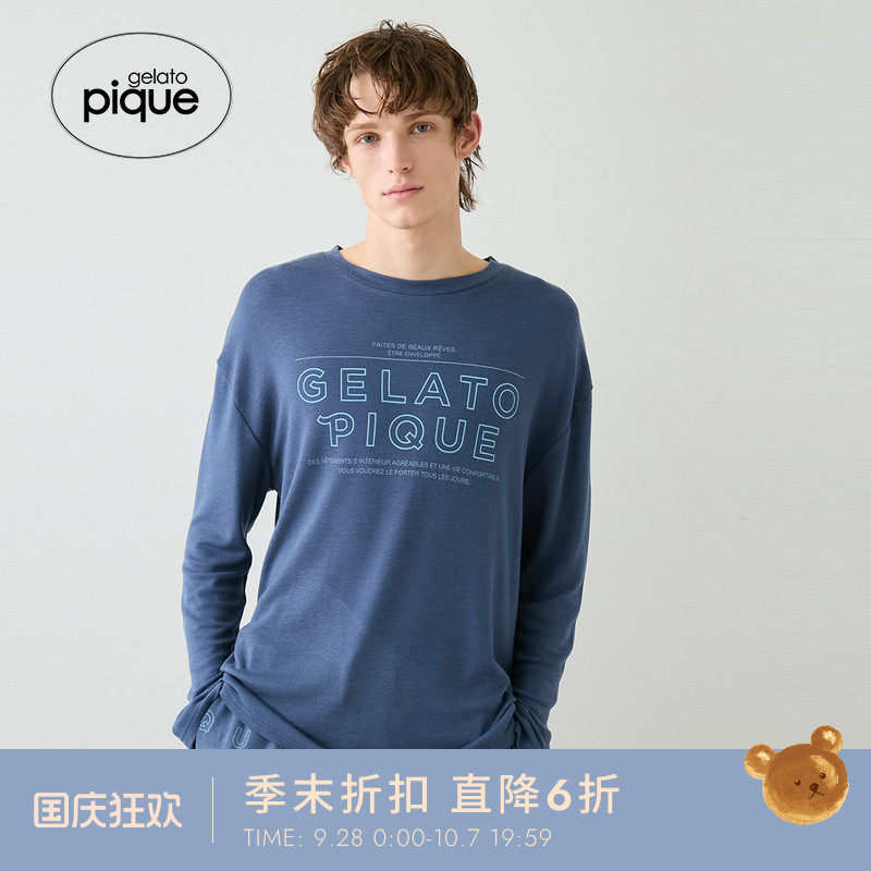 gelato pique26春夏新品男女同款睡衣字母长袖T恤居家PMCT261920