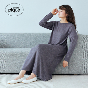 gelato 连衣裙居家PWCO245317 pique秋冬女睡裙雪感纯色长袖