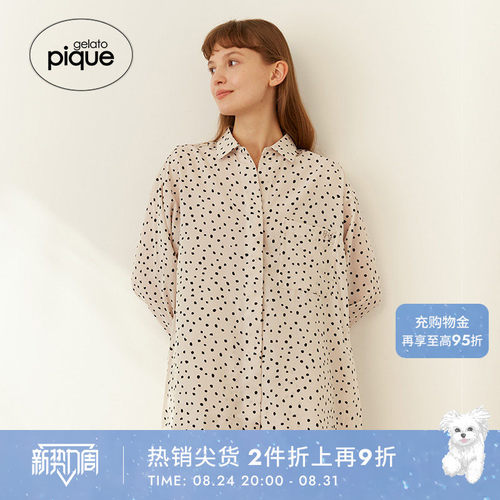 gelatopique家居服波点长袖衬衫