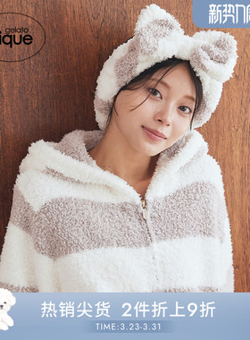 gelato pique25秋冬新品女发带毛绒蝴蝶结条纹洗脸发箍PWGA255521